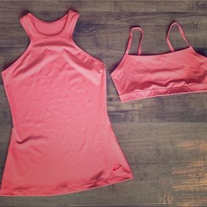 Nike Dri-Fir size S pink tank with sports bra.